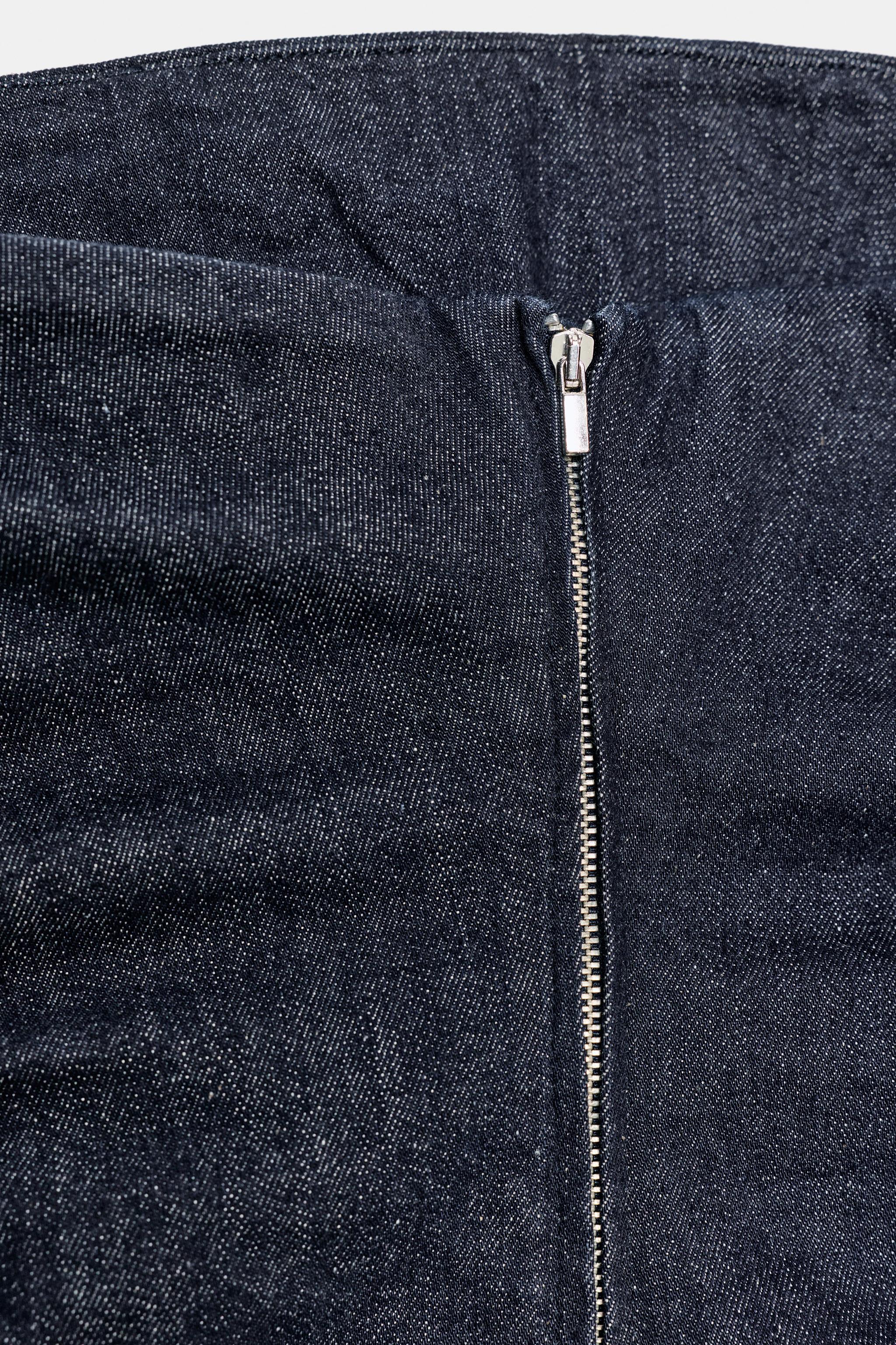 TRF DENIM RUCHED STRAPLESS DRESS